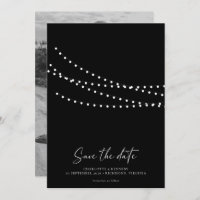 Modern Minimal String Lights Photo Save the Date 