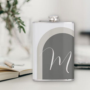 Modern Minimal Stylish Arch with Monogram Hip Flask