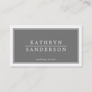 MODERN MINIMAL stylish border mid grey white type Business Card