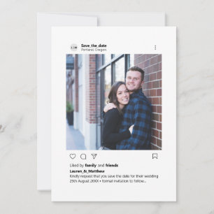 Modern Minimal Stylish Custom Photo Instagram Save The Date