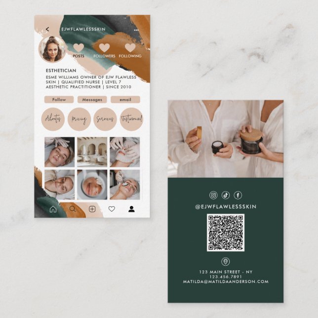 Modern minimal stylish multi photo QR CODE Busines Business Card (Front/Back)