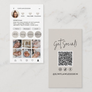 Modern minimal stylish multi photo QR CODE Business Card
