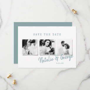 Modern minimal stylish multi photo wedding save the date