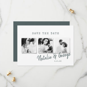 Modern minimal stylish multi photo wedding save the date