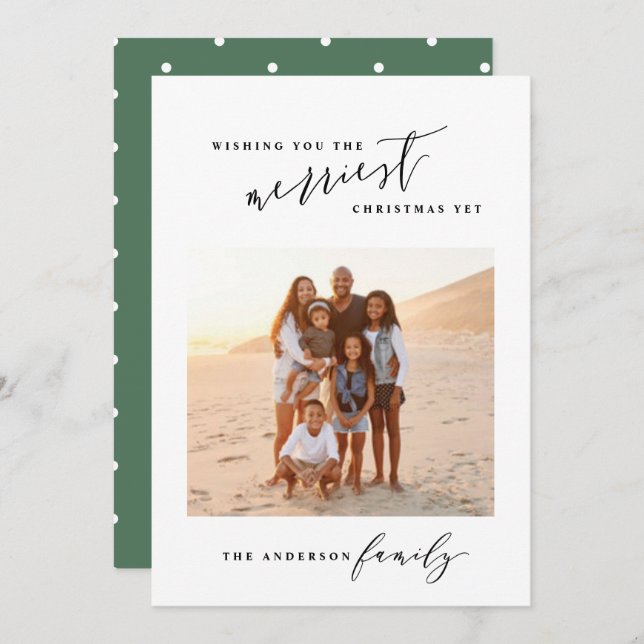 Modern minimal stylish script photo Christmas Holiday Card (Front/Back)