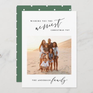 Modern minimal stylish script photo Christmas Holiday Card