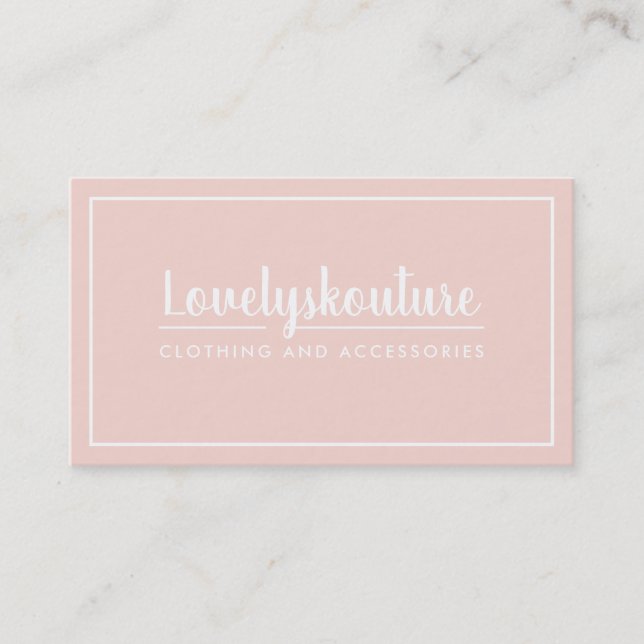 MODERN MINIMAL STYLISH simple border blush pink Business Card (Front)