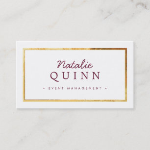 MODERN MINIMAL super stylish gold border burgundy Business Card