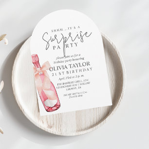 Modern Minimal Surprise 21st Birthday Girl Party Invitation