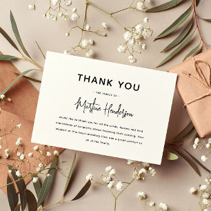 Modern Minimal Sympathy Funeral Thank You Note
