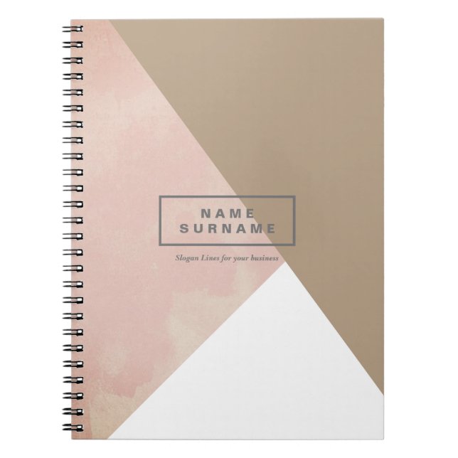 Modern Minimal Taupe Coffee Geometric Spiral Photo Notebook (Front)