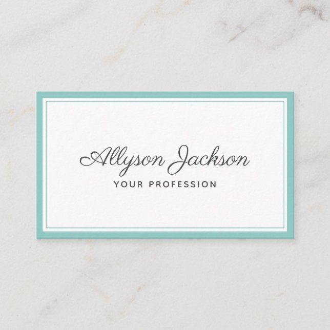 Modern Minimal Teal Business Card (Front)