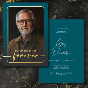 Modern Minimal Teal Photo Retirement Party