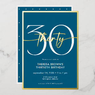 Modern Minimal Teal Thirty Script Birthday