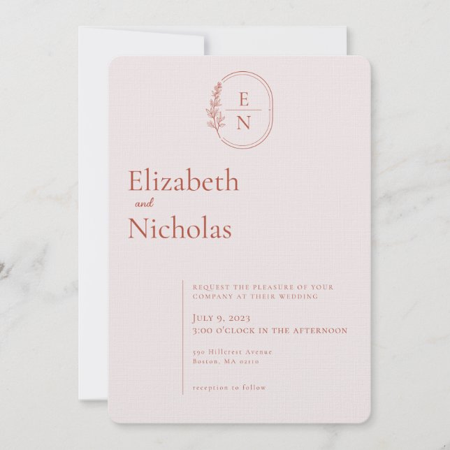 Modern Minimal | Terracotta & Blush Wedding Invitation (Front)