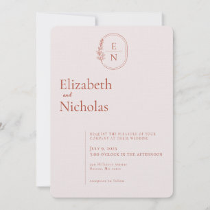 Modern Minimal   Terracotta & Blush Wedding Invitation