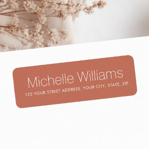 Modern minimal terracotta brown return address label