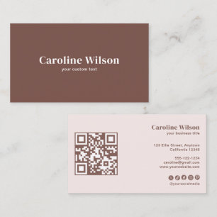 Modern Minimal Terracotta QR Code Professional Business Card
