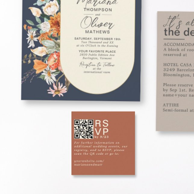 Modern Minimal Terracotta RSVP QR Code Card (Creator Uploaded)