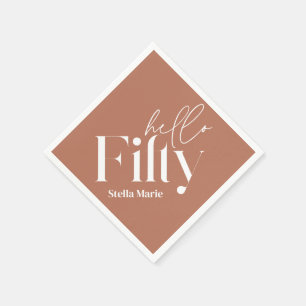 Modern minimal terracotta simple 50th birthday napkin