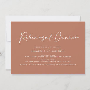 Modern Minimal terracotta Wedding Rehearsal Dinner Invitation