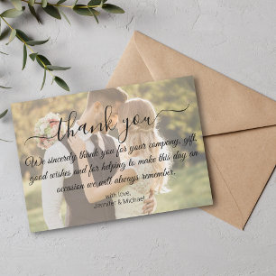 modern minimal thank you wedding couple photo card