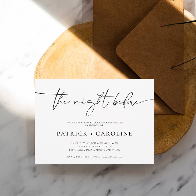 Modern Minimal | The Night Before Rehearsal Dinner Invitation (Creator Uploaded)