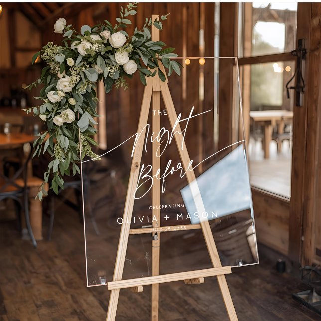 Modern Minimal The Night Before Wedding Welcome Acrylic Sign (Creator Uploaded)