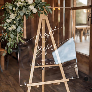 Modern Minimal The Night Before Wedding Welcome Acrylic Sign