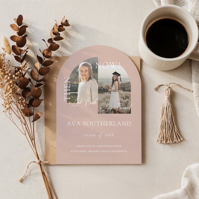 Modern Minimal Then & Now Graduation Party Photos Invitation (Modern Minimal Then & Now Graduation Party Photos Invitation)