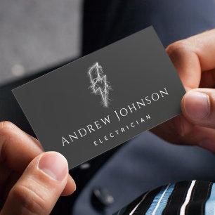 Modern & Minimal Trendy Electrician Cool Lightning Business Card