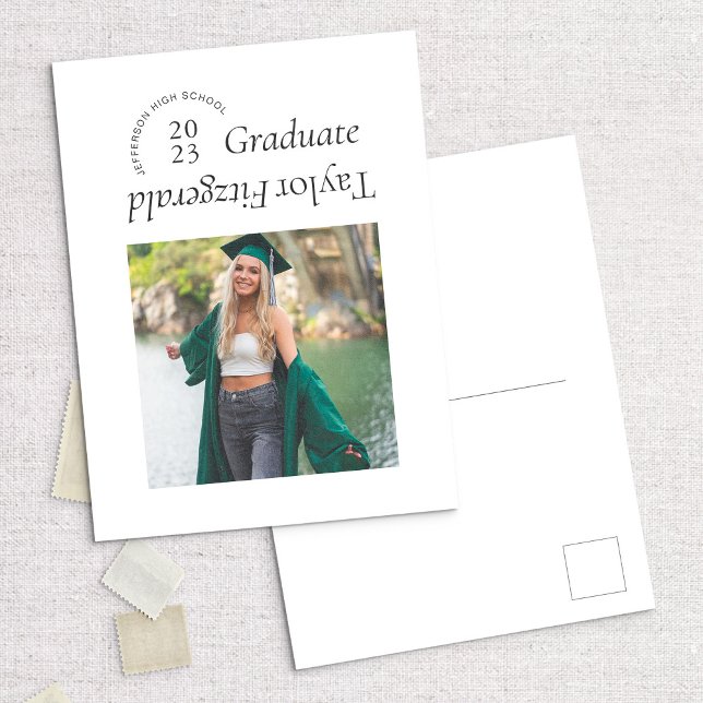 Modern Minimal Trendy Grad Announcement Postcard (Creator Uploaded)
