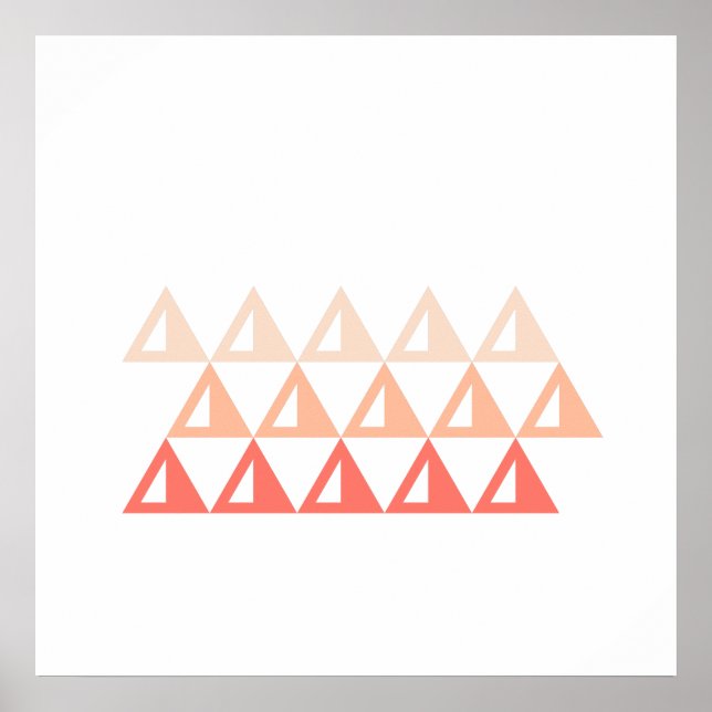 Modern Minimal Triangle Pattern in Ombre Coral Poster (Front)