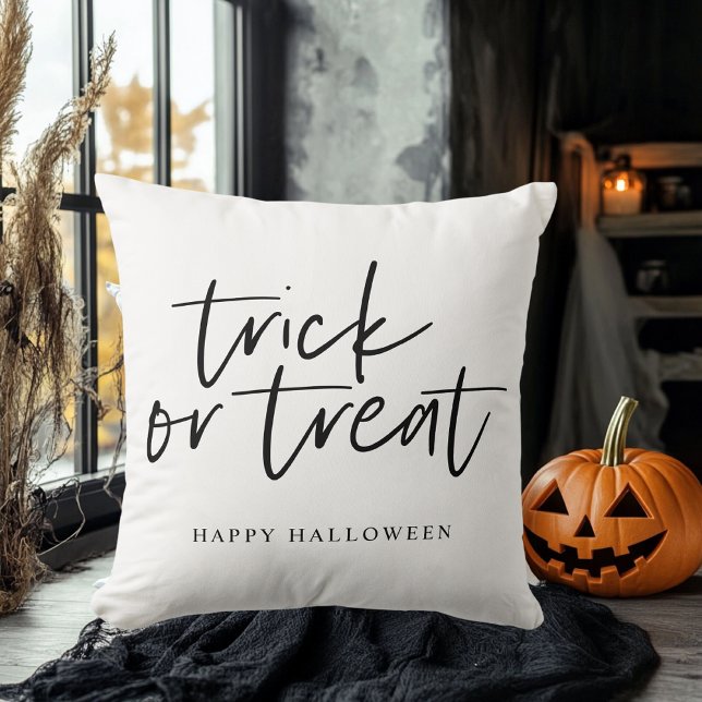 Modern Minimal Trick And Treat | Happy Halloween Cushion (Creator Uploaded)