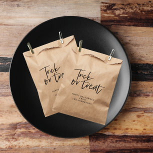 Modern Minimal Trick And Treat Happy Halloween Favour Bag