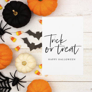 Modern Minimal Trick And Treat   Happy Halloween Holiday Card