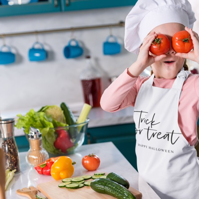 Modern Minimal Trick And Treat | Happy Halloween Kids Apron (Creator Uploaded)