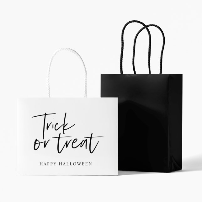 Modern Minimal Trick And Treat | Happy Halloween Large Gift Bag (Creator Uploaded)