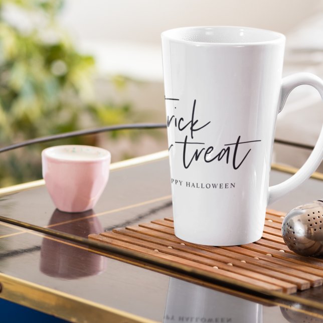 Modern Minimal Trick And Treat | Happy Halloween Latte Mug (Creator Uploaded)