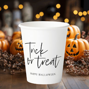 Modern Minimal Trick And Treat   Happy Halloween Paper Cups