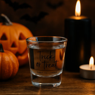 Modern Minimal Trick And Treat Happy Halloween Shot Glass
