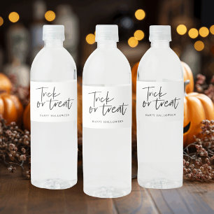Modern Minimal Trick And Treat Happy Halloween Water Bottle Label
