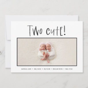 Modern minimal twin photo birth announcement