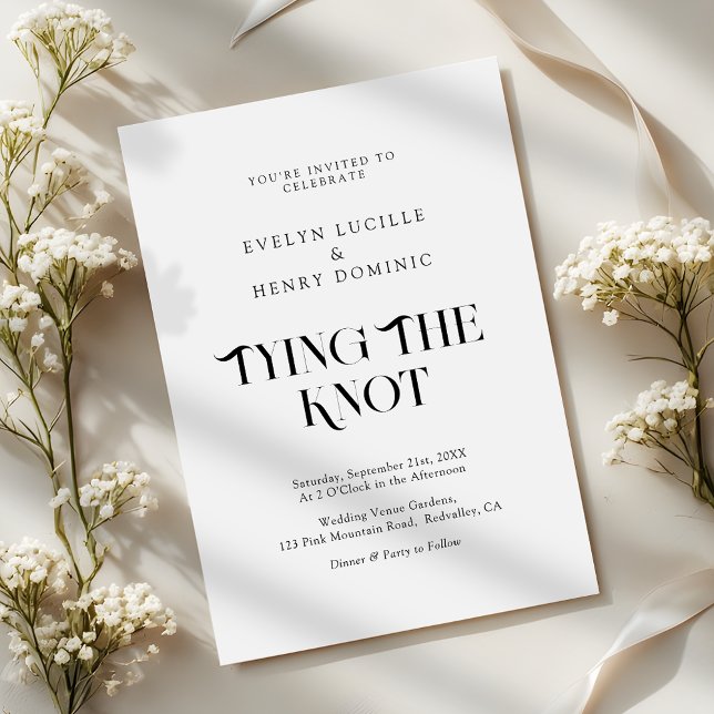 Modern Minimal tying the knot Wedding Invitation (Creator Uploaded)