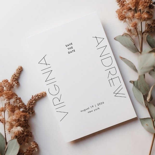 Modern Minimal Tyography Big Names Photo Save The Date (Creator Uploaded)