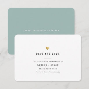 Modern Minimal Typewriter Gold Heart Wedding Save The Date