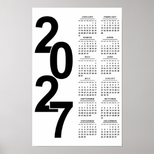 Modern Minimal Typographic Elegant 2027 Calendar Poster