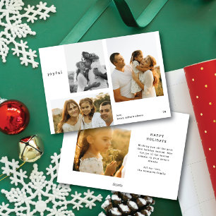 Modern Minimal Typographic Multi Photo Christmas Holiday Card