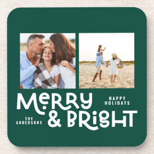 Modern minimal typography 2  photo Christmas   Bev Coaster