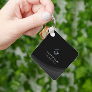 Modern Minimal Typography Black Key Ring